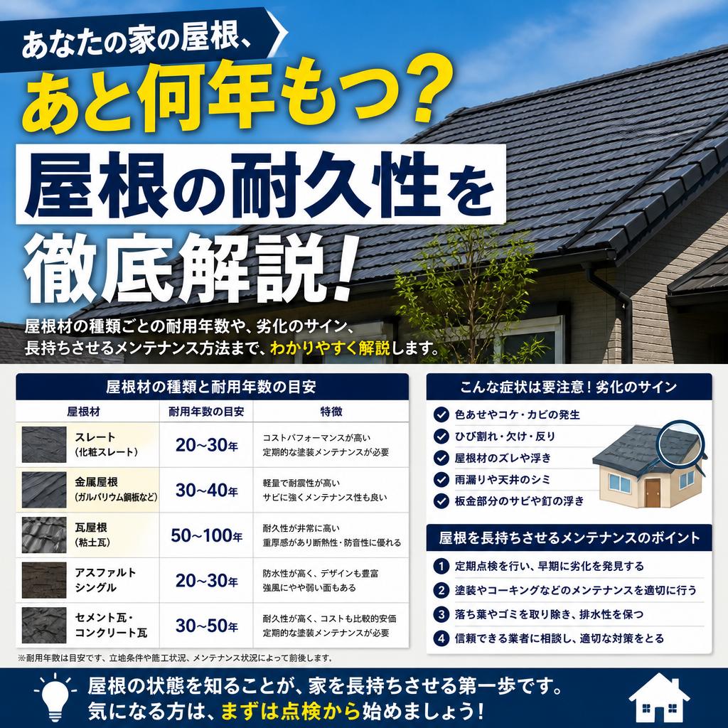 あなたの家の屋根、あと何年もつ？屋根の耐久性を徹底解説！