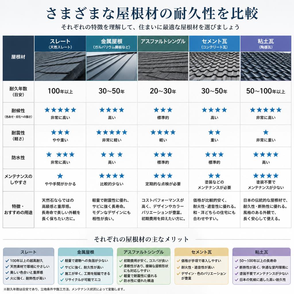 2. 屋根の種類とその耐久性