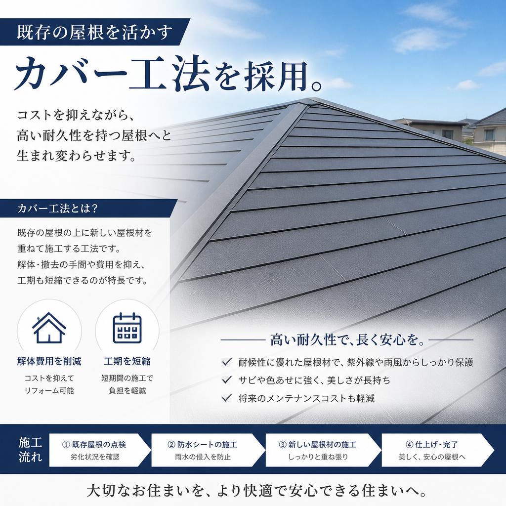 カバー工法による高耐久屋根