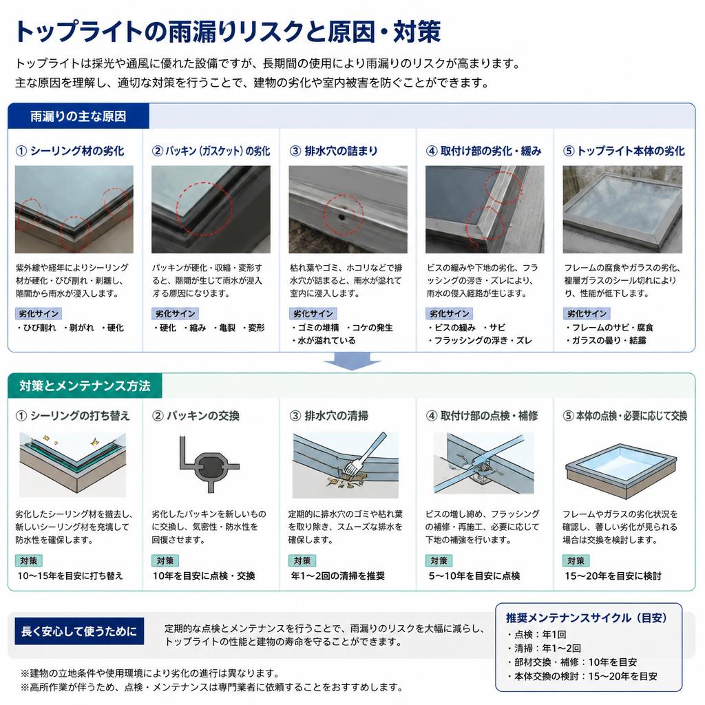 トップライトによる雨漏りの原因