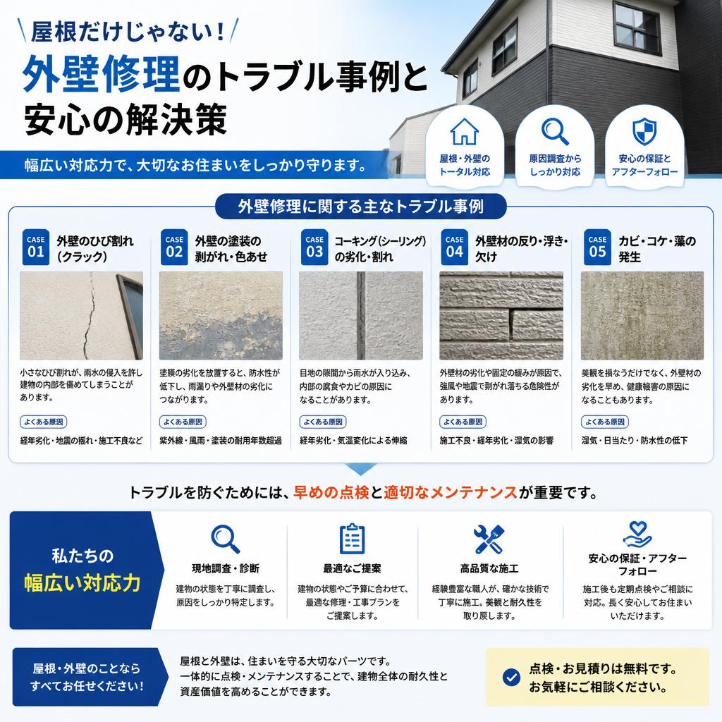 4. 外壁修理もお任せ！トラブル事例