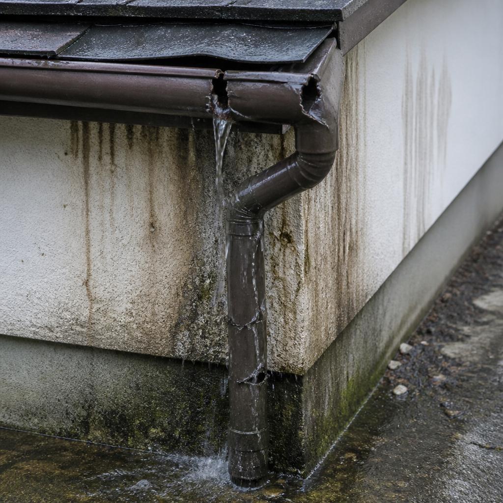 割れた雨樋がもたらす危険